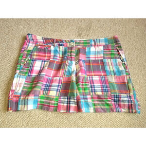 Womens Shorts-NANTUCKET BRAND-pink/blue/green patchwork plaid cotton Preppy-8
